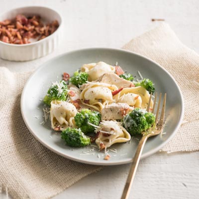 Tortelloni Alfredo with Grilled Chicken and Broccoli