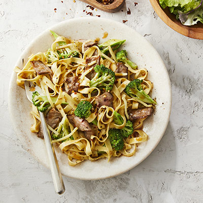 Beef and Broccoli with Fettuccine