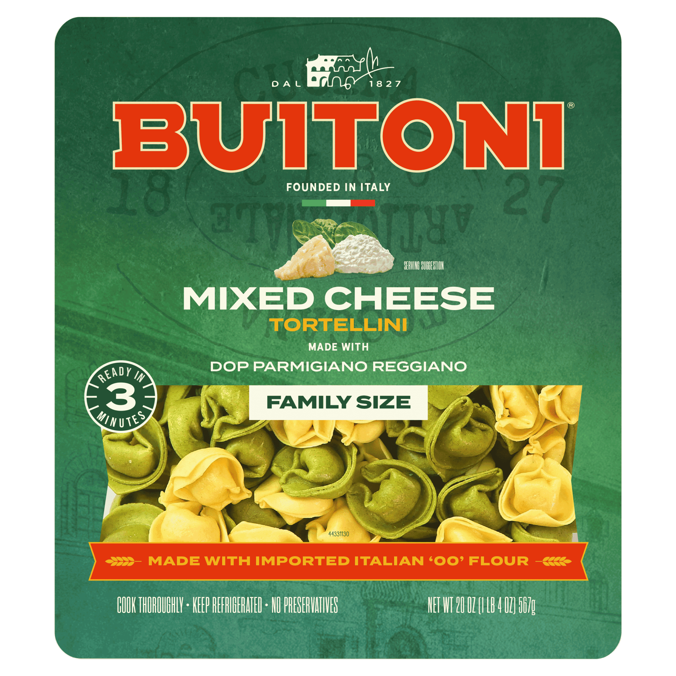 Mixed Cheese Tortellini - 20 oz. Family Size Packaging.