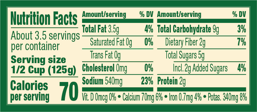 Marinara Sauce – 15 oz. Nutrition Panel