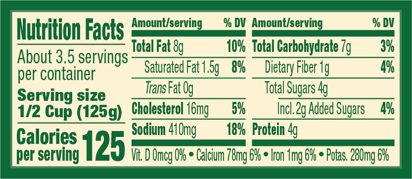 Meat Sauce – 15 oz. Nutrition Panel