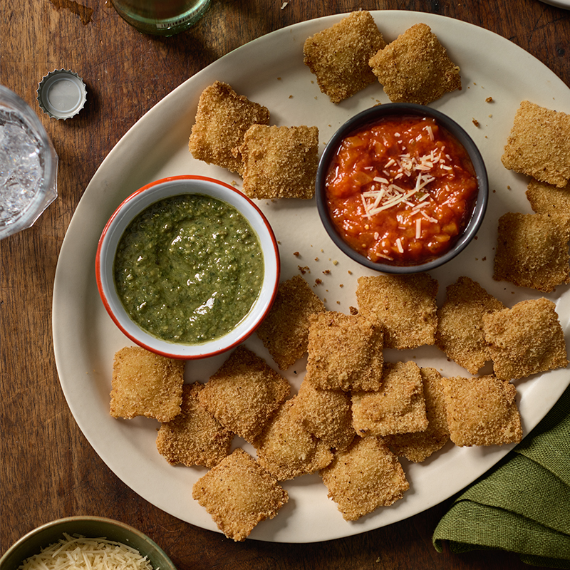 Air Fryer Toasted Ravioli with Dipping Sauces