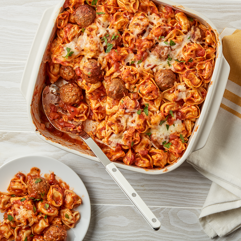 Tortellini and Meatball Bake