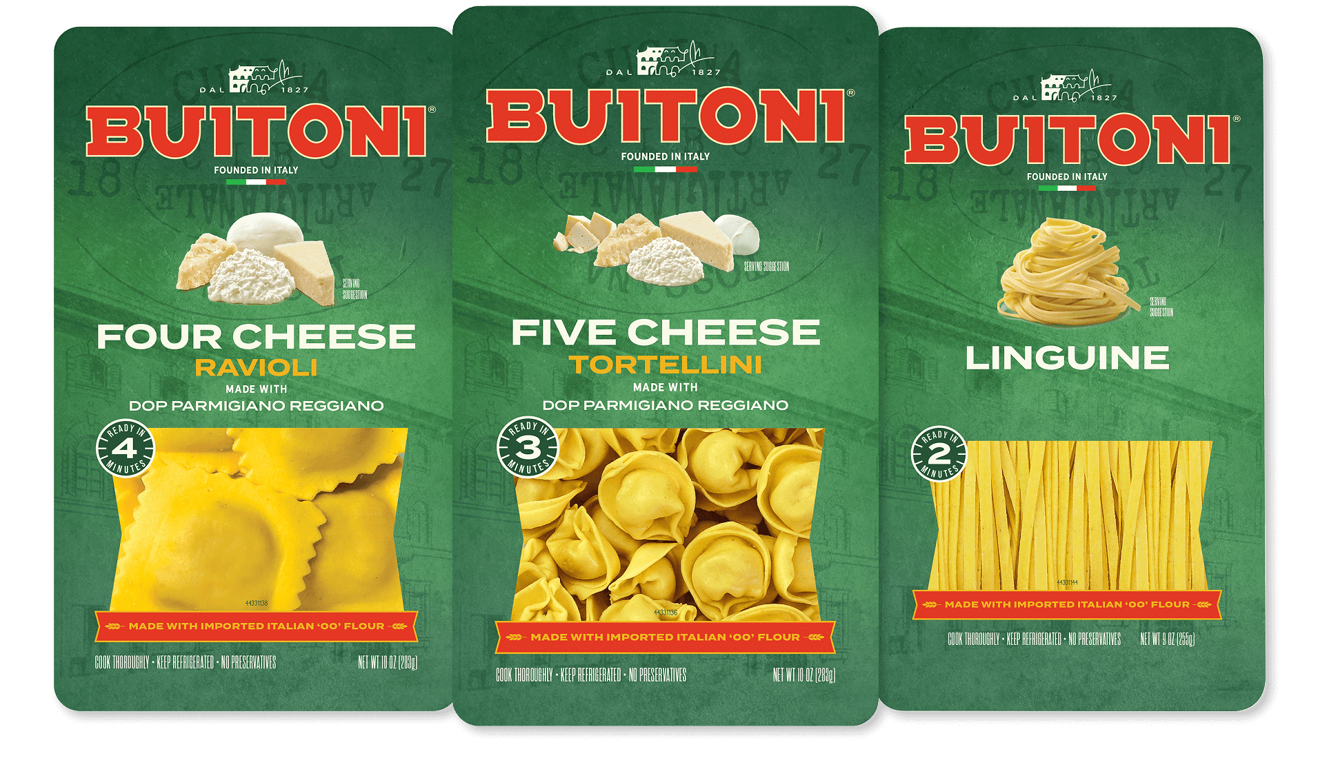 Buitoni Four Cheese pasta, Five cheese pasta and Linguine