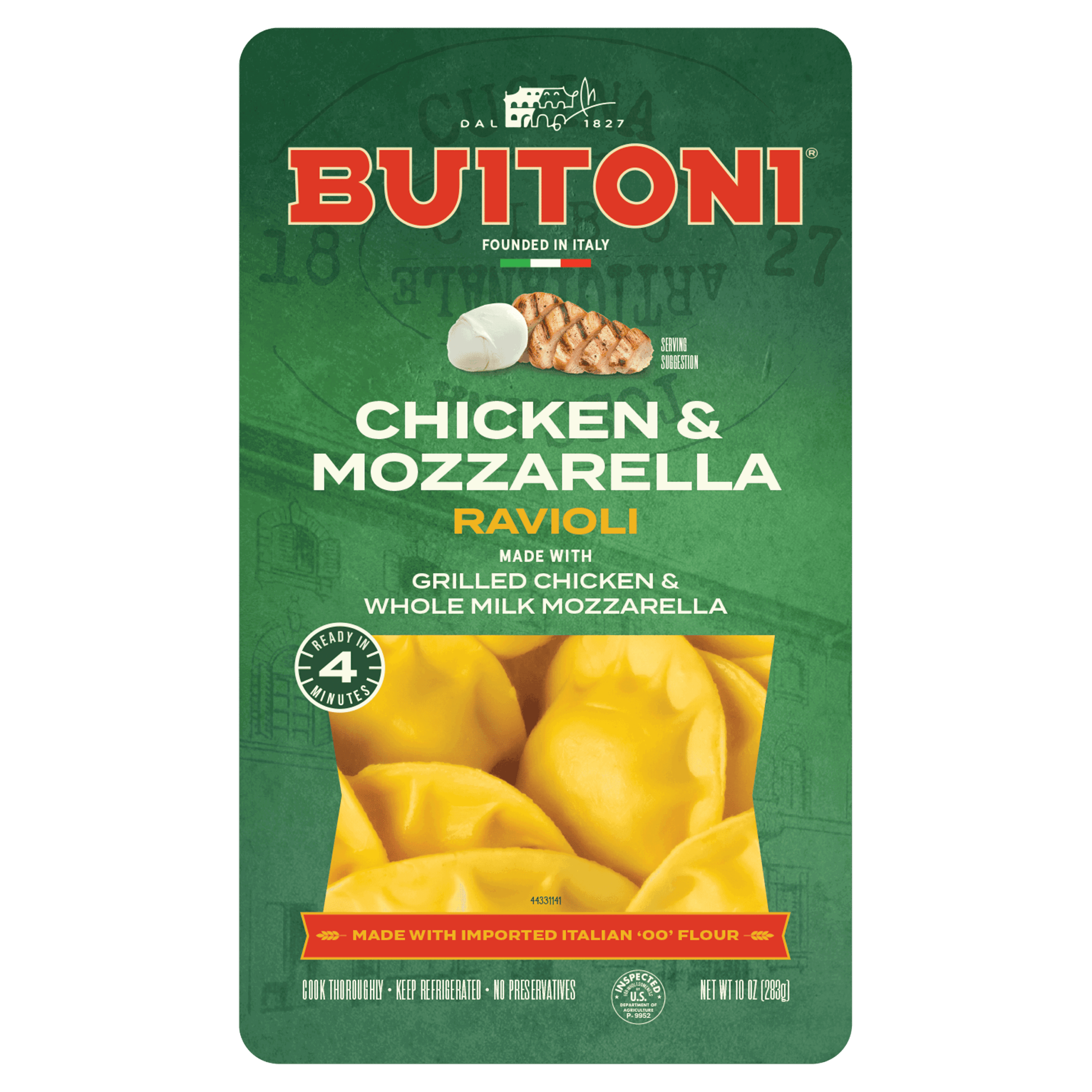 Chicken & Mozzarella Ravioli – 10 oz. Packaging.