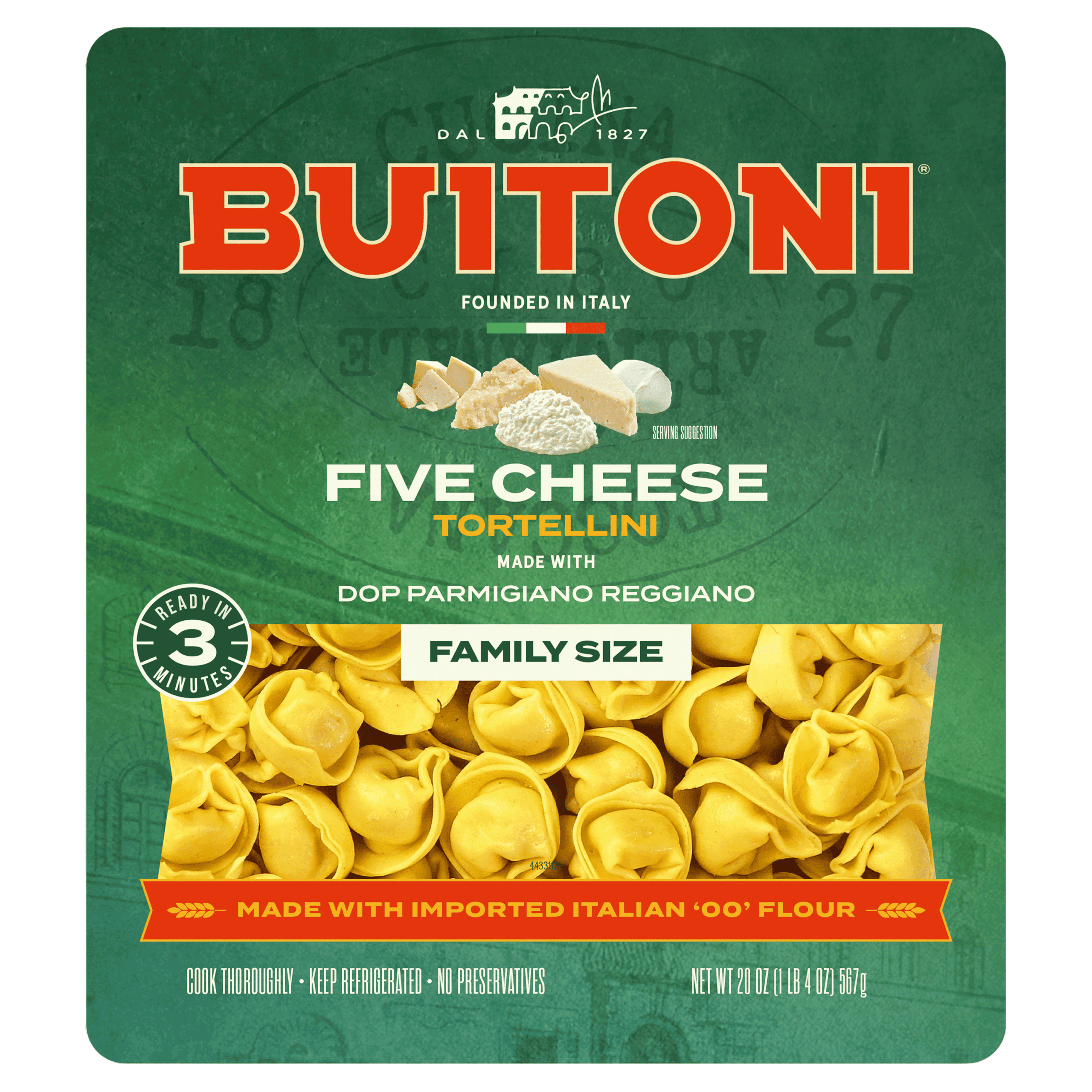 Five Cheese Tortellini - 20 oz. Family Size Packaging.