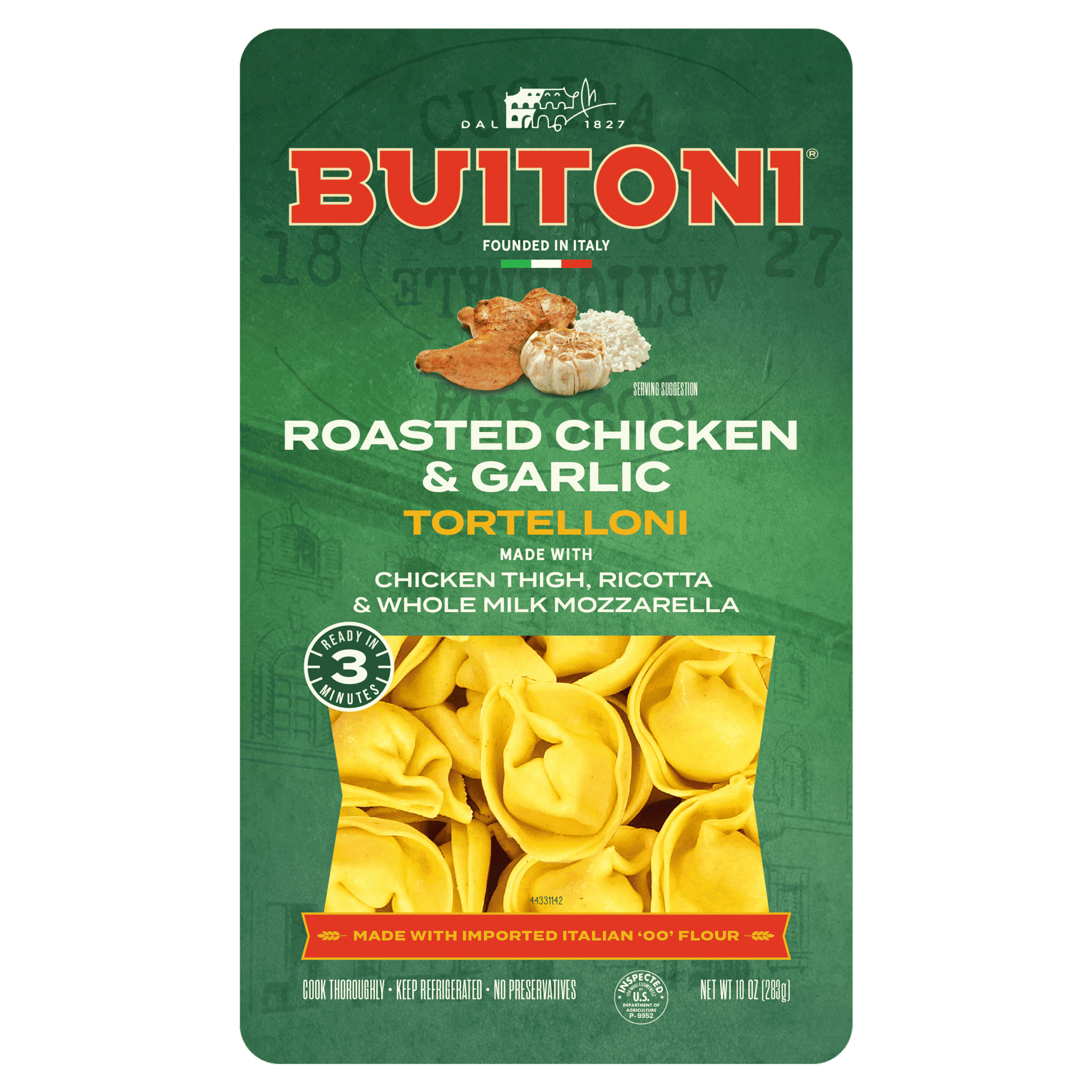Roasted Chicken & Garlic Tortelloni – 10 oz. Packaging.