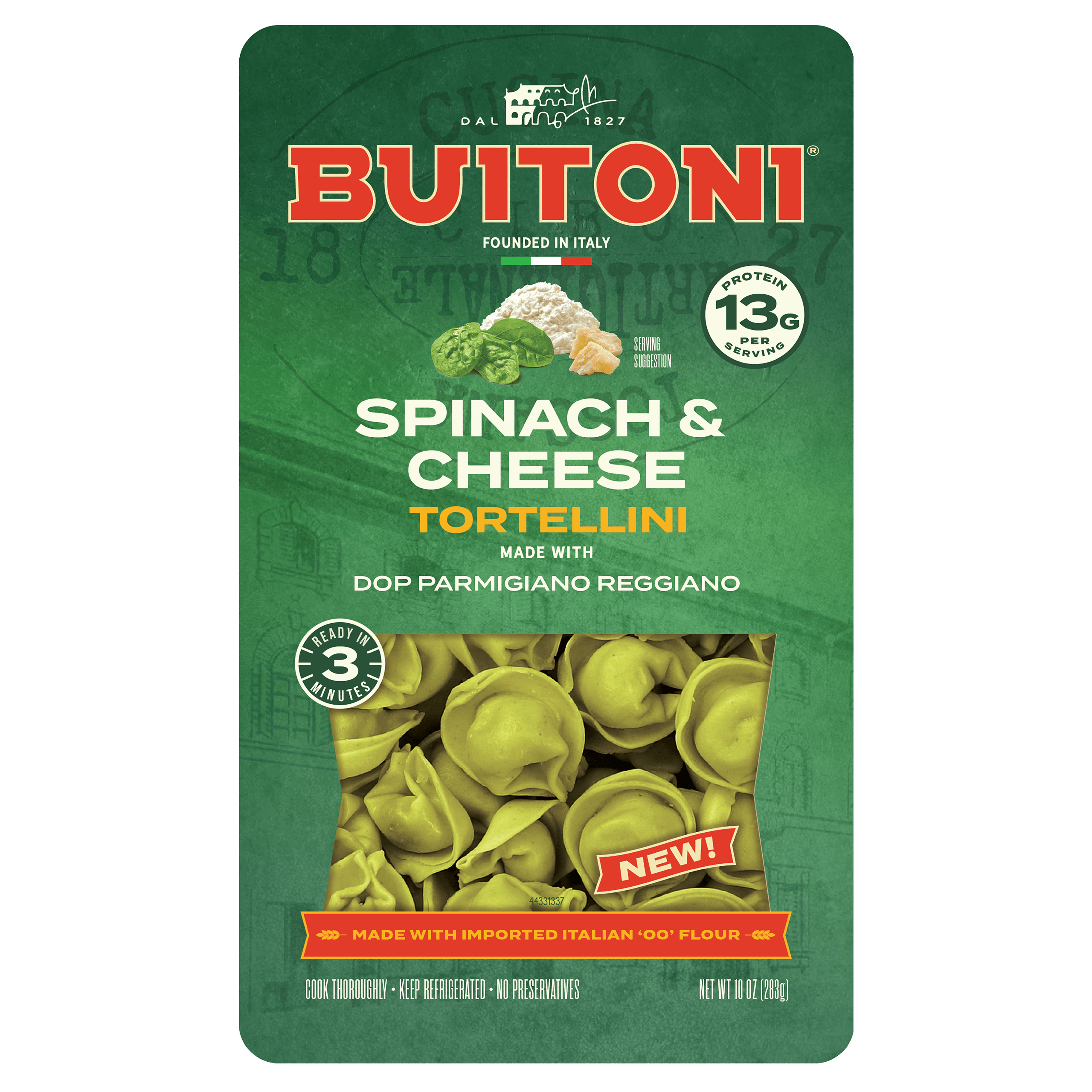Spinach Cheese Tortellini Packaging.